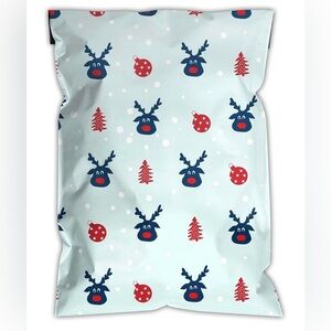 20 Festive Reindeer Holiday poly mailers Blue and Red pack of 20